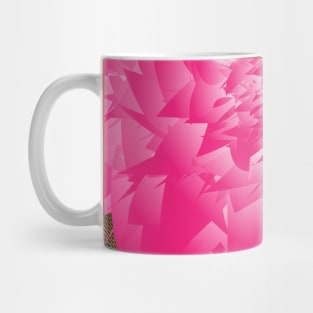 red abstract flower with green leaf Mug